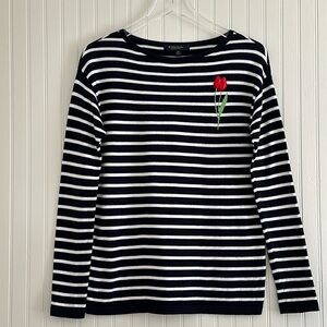 Brooks Brothers Sweater with Stripes and Flower